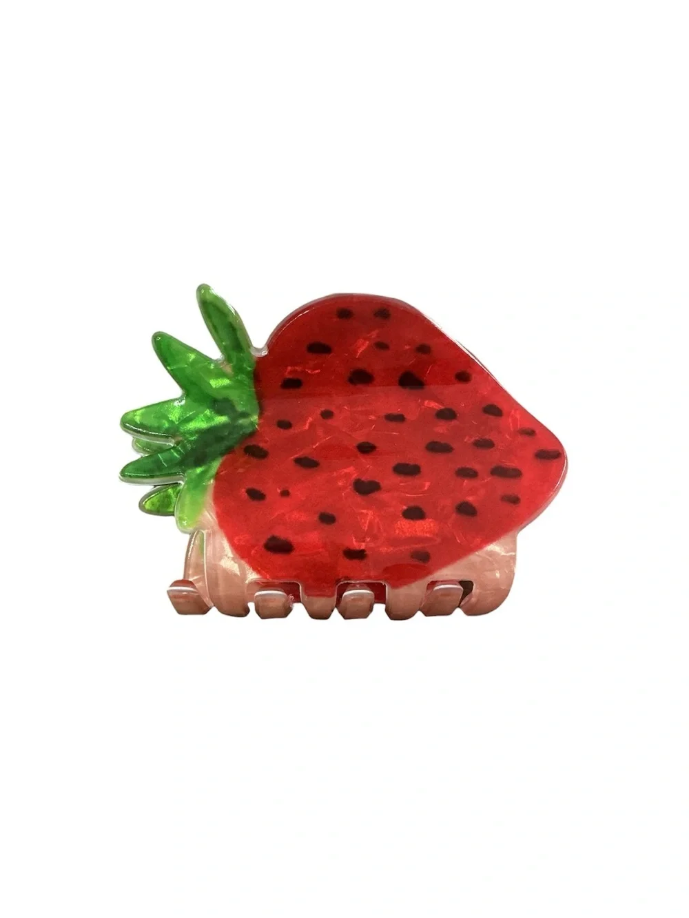 Strawberry Acrylic Hair Claw - Red & Green NEW 2”